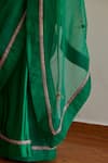 Shop_Shorshe Clothing_Green Saree Silk Organza Embroidered Sequin Cross Butta Laced With Blouse _Online_at_Aza_Fashions