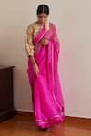 Shop_Shorshe Clothing_Pink Saree Silk Organza Embroidered Sequin Round Lace With Blouse _at_Aza_Fashions