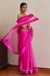 Shorshe Clothing_Pink Saree Silk Organza Embroidered Sequin Round Lace With Blouse _Online_at_Aza_Fashions