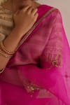 Buy_Shorshe Clothing_Pink Saree Silk Organza Embroidered Sequin Round Lace With Blouse _Online_at_Aza_Fashions