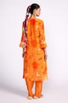 Shop_Isha Gupta Tayal_Orange Crepe Print Floral V Neck Tonal Kurta Set _at_Aza_Fashions