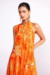 Buy_Isha Gupta Tayal_Orange Crepe Print Floral Asymmetric Neck Tunic And Sharara Set _Online_at_Aza_Fashions