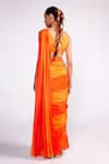 Shop_Isha Gupta Tayal_Orange Chiffon Embroidered Blouse Sequins Plunging V Pre-draped Saree And Set _at_Aza_Fashions