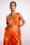 Shop_Isha Gupta Tayal_Orange Crepe Print Sequins Sweetheart Neck Floral Draped Bustier And Skirt Set _Online_at_Aza_Fashions