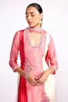 Buy_Isha Gupta Tayal_Pink Silk Placement Embroidery Floral Square Neck Kurta Set _Online_at_Aza_Fashions