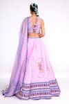 Shop_Isha Gupta Tayal_Purple Silk Printed Abstract Deep V Neck And Embroidered Kalidar Lehenga Set _at_Aza_Fashions