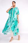 Isha Gupta Tayal_Green Crepe Printed Floral Round Tunic Pant Set _Online_at_Aza_Fashions