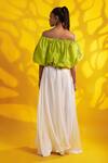 Shop_Jyoti Sachdev Iyer_Green Cotton Off-shoulder Balloon Top _at_Aza_Fashions
