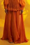 JYOTI SACHDEV IYER_Orange Cupro Flared Asymmetric Trouser _Online_at_Aza_Fashions