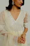 Peeli Dori_Ivory Anarkali  Mulmul Cotton Embroidered Gota Tilfi With Dupatta _Online_at_Aza_Fashions