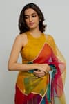 Peeli Dori_Multi Color Silk Organza Embroidered Gota Mutiyar Saree With Blouse _Online_at_Aza_Fashions