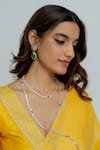 Buy_Peeli Dori_Yellow Saree  Satin Silk Embroidered Gota Deep V Neck Madhubala With Blouse _Online_at_Aza_Fashions