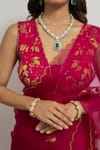 Peeli Dori_Pink Silk Organza Hand Embroidered Roopa Rani Saree With Blouse _at_Aza_Fashions