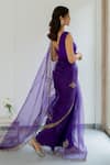 Shop_Peeli Dori_Purple Saree  Silk Organza Hand Embroidered Meenakshi Border With Blouse _at_Aza_Fashions