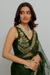 Buy_Peeli Dori_Green Saree  Silk Organza Hand Heeran Border With Blouse _Online_at_Aza_Fashions