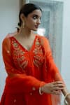 Shop_Peeli Dori_Orange Anarkali  Georgette Hand Embroidered Zardosi V Rashi Yoke With Dupatta _Online_at_Aza_Fashions