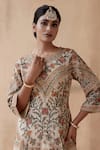 Aman Takyar_Ivory Pure Georgette Embroidery Thread Round Floral Kurta And Pant Set _Online_at_Aza_Fashions