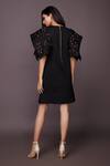 Deepika Arora_Black Roma Embroidered Neon Cut Work 3d Flowers Round Sleeve Dress _Online_at_Aza_Fashions