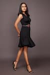 Shop_Deepika Arora_Black Roma Cut Work And Confetti V Neck Draped Top And Tiered Skirt Set _Online_at_Aza_Fashions