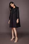 Deepika Arora_Black Cotton Plain Round Neck Dress With Collar _at_Aza_Fashions