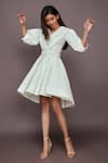 Buy_Deepika Arora_White Cotton Floral Collared Neck Embroidered Dress _Online_at_Aza_Fashions