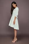 Deepika Arora_White Cotton Floral Collared Neck Embroidered Dress _Online_at_Aza_Fashions