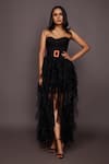 Shop_Deepika Arora_Black Roma And Net Embroidered Cut Work Geometric & Neon Corset & Ruffle Skirt Set _Online_at_Aza_Fashions