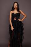 Buy_Deepika Arora_Black Roma And Net Embroidered Cut Work Geometric & Neon Corset & Ruffle Skirt Set 