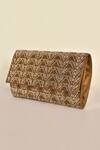 Shop_Alor Bags_Gold Rhinestones, Sequins Magnifique Envelope Crystal Clutch _Online_at_Aza_Fashions