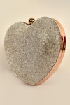 Alor Bags_Silver Rhinestones Dazzle Embellished Heart Clutch _Online_at_Aza_Fashions