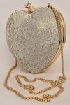 Buy_Alor Bags_Silver Rhinestones Dazzle Crystal Heart Clutch _Online_at_Aza_Fashions