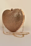 Alor Bags_Gold Embellished Dazzle Heart Clutch _Online_at_Aza_Fashions