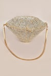 Alor Bags_Silver Embellished Crystal Diamond Shaped Clutch_Online_at_Aza_Fashions