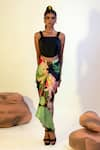 Buy_That Thing You Love_Multi Color Satin Print Lily Draped Skirt  _at_Aza_Fashions