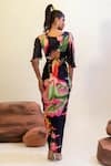 Shop_That Thing You Love_Multi Color Satin Print Lily Draped Skirt  _at_Aza_Fashions