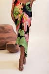 That Thing You Love_Multi Color Satin Print Lily Draped Skirt  _at_Aza_Fashions