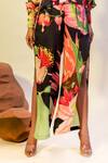 That Thing You Love_Multi Color Satin Collared Lily Blossom Print Shirt With Slit Pant _Online_at_Aza_Fashions