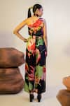 Shop_That Thing You Love_Multi Color Satin Print Lily Asymmetric Neck Pollen Jumpsuit  _at_Aza_Fashions