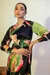 That Thing You Love_Multi Color Satin Round Neck Flowery Print Cut Out Dress _Online_at_Aza_Fashions