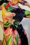 Buy_That Thing You Love_Multi Color Satin Round Neck Flowery Print Cut Out Dress _Online_at_Aza_Fashions