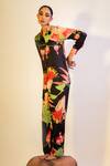 That Thing You Love_Multi Color Satin Print Lily Collar Neck Floret Shirt  _Online_at_Aza_Fashions