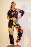 Shop_That Thing You Love_Multi Color Satin Print Lily Collar Neck Floret Shirt  _Online_at_Aza_Fashions