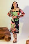 Buy_That Thing You Love_Multi Color Organza, Satin, Cotton Embroidery Square Neck Blossom Pattern Dress _at_Aza_Fashions