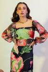 That Thing You Love_Multi Color Organza, Satin, Cotton Embroidery Square Neck Blossom Pattern Dress _Online_at_Aza_Fashions