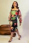 Buy_That Thing You Love_Multi Color Organza, Satin, Cotton Floral Blossom Pattern Trench Coat With Dress _Online_at_Aza_Fashions