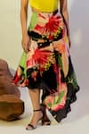 That Thing You Love_Multi Color Satin Floral Pattern Asymmetric Hem Skirt  _Online_at_Aza_Fashions