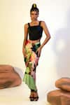 Buy_That Thing You Love_Multi Color Satin Floral Garden Pattern Fitted Skirt With Corset  _at_Aza_Fashions