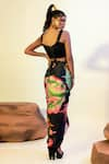 Shop_That Thing You Love_Multi Color Satin Floral Garden Pattern Fitted Skirt With Corset  _at_Aza_Fashions