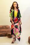 Shop_That Thing You Love_Multi Color Satin Floral Lapel Collar Bloom Pattern Jacket  _Online_at_Aza_Fashions