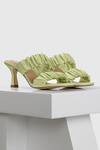 Buy_Oroh_Green Pamplona Scrunched Strap Leather Heels_at_Aza_Fashions